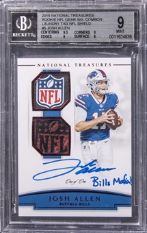 2018 Panini National Treasures "Rookie NFL Gear Signature Combos" #5 Josh Allen Signed & Inscribed Laundry Tag Patch Rookie Card (#1/1) - BGS MINT 9/BGS 9